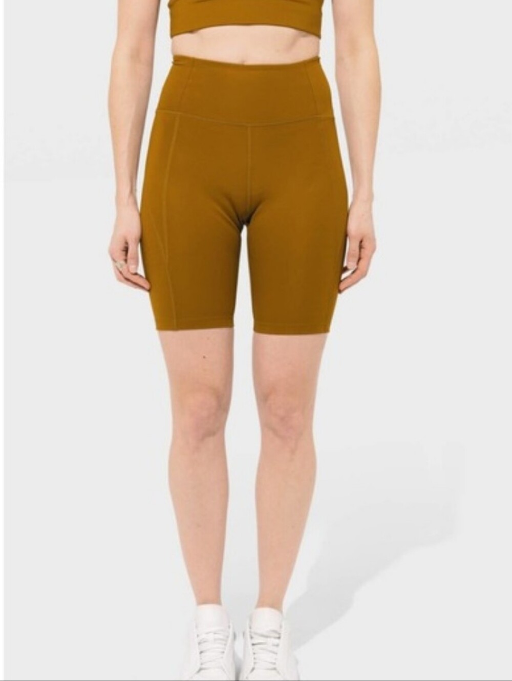 NEW girlfriend collective Light Brown Activewear Biker Shorts - Picture 2 of 4